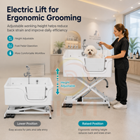 Elektrisch Höhenverstellbare Acryl-Haustierbadewanne Professionelle Hundepflegewanne mit Transparenter Tür für Tiersalons