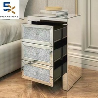 Table de chevet contemporaine avec miroir et tiroir à hauteur réglable, mobilier de luxe pour appartement, table d'appoint