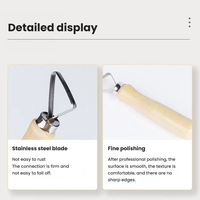 Juego de 10 herramientas de cerámica con mango de madera y acero inoxidable para tallar y esculpir arcilla, herramientas de bucle para recortar cerámica