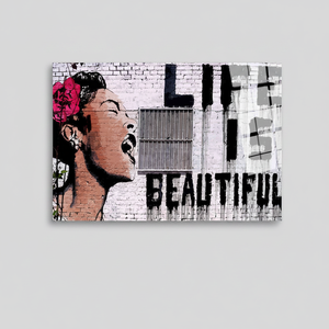 Toile imprimée : Art mural abstrait « La vie est belle » de Banksy, ART SUR VERRE TÉRMÉRISÉ - Product Image 2