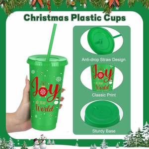 Back to School Theme Eco-Friendly 24oz Reusable Plastic Tumbler <b>Cup</b> with <b>Straw</b> <b>and</b> <b>Lid</b> for Adults - Product Image 3