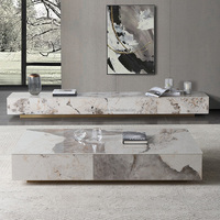 Mueble para TV de Alta Gama con Base de Placa de Roca, Mueble para TV de Lujo con Almacenamiento, Combinación de Mesa de Centro, Base Resistente a la Oxidación, Mueble para TV de Fábrica de Foshan