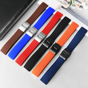 Bracelet de montre en silicone coloré original pour montre à quartz, montres automatiques, boucle en acier inoxydable 24 mm - Product Image 1