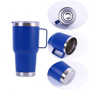 Customize 20oz 30oz Regular Tumbler Double Wall Coffee Cup Insulated Car Beer Travel Coffee Mug With Handle Lid - Product Image 3