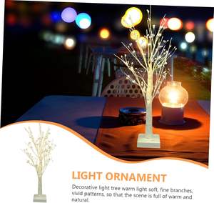 Tabletop Birch <b>Tree</b> <b>With</b> 24 Led <b>Lights</b> Warm White LED Artificial Branch <b>Tree</b> for Home Party Festival Wedding Decor - Product Image 4