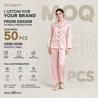 Ensemble deux pièces rose aspect satiné pour femme, col cranté, manches longues, broderie mouton, vêtements de détente, personnalisable OEM, marque privée