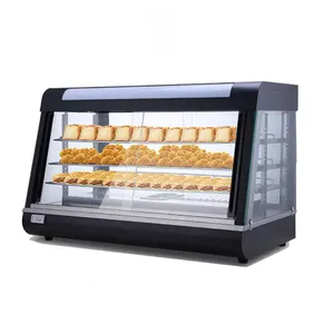 Display penghangat makanan komersial 3-Tier pemanas Pizza elektrik Display Pastry Case Display restoran kabinet pemanas