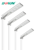 Lampe solaire de rue tout-en-un BOSUN en aluminium, IP65, haute puissance, éclairage LED extérieur