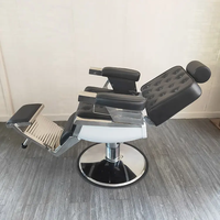Fauteuil de Barbier Hydraulique Style Mid-Century en Acier Inoxydable, Pivotant et Inclinable, pour Salon Commercial, Hommes, École et Utilisation Extérieure - En Promotion