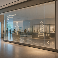 Écran LED transparent pour vitrine de musée, séparation en verre, affichage LED personnalisé sur verre