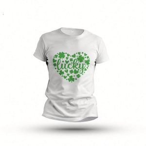 Wholesale Four <b>Leaf</b> Clover St. Patricks Day Graphic Crewneck Tee Shirt Custom Design Casual Green T-Shirt - Product Image 2
