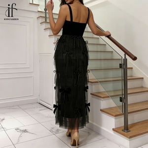 Produit Tendance 2026 : Robe de Soirée Élégante Noire Bustier Bandage avec Haut <span class=keywords><strong>en</strong></span> Velours et Jupe <span class=keywords><strong>en</strong></span> <span class=keywords><strong>Tulle</strong></span> à Nœud - Product Image 2