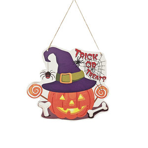 ของตกแต่งประตูรูปฟักทองฮาโลวีนพร้อมหมวกแม่มดและดีไซน์ลูกกวาดสำหรับตกแต่งภายในงานปาร์ตี้ - Product Image 1