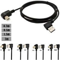 Kabel Transfer Data Printer USB 2.0 Tipe-A Male ke Male 90 Derajat Bersudut dengan Jaket PVC Terlindung dan Konduktor Tembaga Berlapis Timah