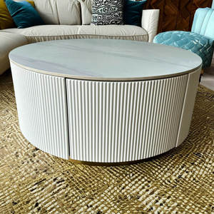 Table basse moderne en bois massif brun et noir avec plateau en pierre frittée, rangement intégré, meuble de salon, style simple et artistique <span class=keywords><strong>KIKA</strong></span> K50 # - Product Image 1