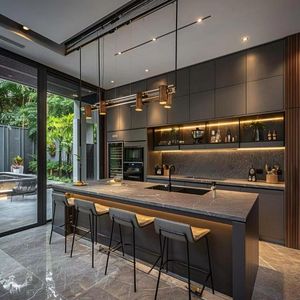 Armadi europei moderni in acciaio inox pannelli in melamina pietra di granito eco-friendly isola <span class=keywords><strong>bagno</strong></span> <span class=keywords><strong>cucina</strong></span> Set rubinetto per la casa - Product Image 2