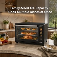 Four électrique à convection haute efficacité 48L avec contrôle tactile et menu, idéal pour la cuisson à domicile