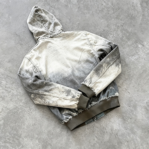 Giacca <span class=keywords><strong>da</strong></span> lavoro in Denim con gradiente di fabbrica personalizzata giacca <span class=keywords><strong>da</strong></span> uomo Vintage 100% con bottone in cotone Y2K giacca squadrata con cappuccio per Mem - Product Image 3