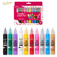 Stylos à perles 3D Xin Bowen 10 couleurs 20 ml avec pointe de précision de 1 mm pour l'art des bougies DIY détaillées, peinture résistante au soleil