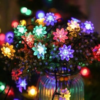 Guirlande lumineuse solaire à 20 LED en forme de double lotus, 5 m, pour décoration de Noël et de fêtes