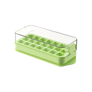 Hot Selling DIY Silicone Ice Cube Mold Tray Press Release Molds With Removable Lids Non-Contact Hand 21 Grids Ice Cube Ice Box