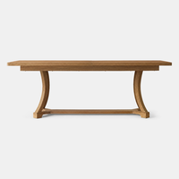 Ensemble de table à manger rectangulaire extensible de luxe discret et élégant avec pieds arqués raffinés, base en tréteau et fauteuils