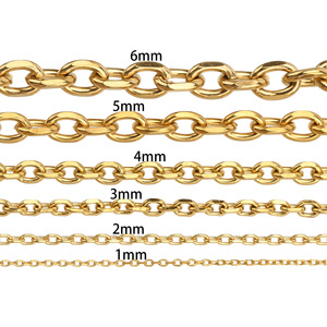 Chaîne à maillons biseautés Aceworks |   Chaîne en acier inoxydable plaqué or 18 carats à maillons facettés pour la fabrication de colliers et de bracelets DIY - Product Image 3