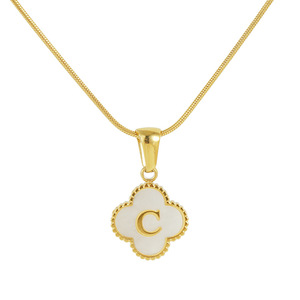 <b>Initial</b> Letters Four Leaf Clover a to Z Alphabet Custom Stainless Steel Pendant Fashion Jewelry Necklaces Sets for Women 2024 - Product Image 5
