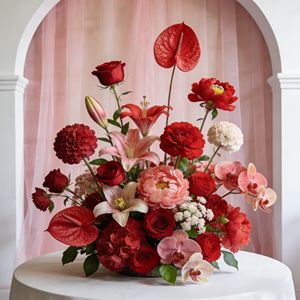 Flores Artificiales de Seda <span class=keywords><strong>Serie</strong></span> Roja, Hechas a Mano, Personalizables con Imagen, Materiales Florales para Ramos, Decoración de Bodas y Hogar, Día de San Valentín - Product Image 3