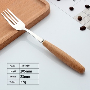 ด้ามไม้บีช 410 สแตนเลสสตีล ชุดมีดสเต็ก ส้อม ช้อน ตะเกียบสไตล์ญี่ปุ่น ดีไซน์มินิมอล ขัดเงาแบบกระจก สำหรับของหวาน - Product Image 6