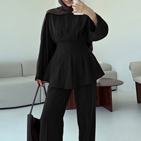 Abaya arabe élégante de Dubaï, tenue islamique modeste, tenue de fête, haut et pantalon de style moyen-oriental, ensemble de vêtements musulmans deux pièces pour femmes