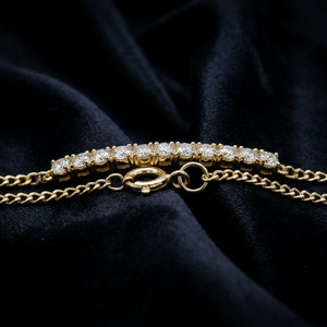 Pulsera de Oro Amarillo Sólido de 18K Xinfly, Pulsera de Cadena con Hilera de Diamantes Naturales, Joyería Urbana de Lujo - Product Image 5