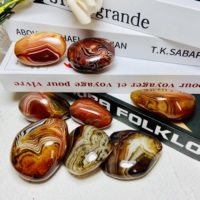 Pierre de méditation en agate rayée naturelle en gros, pierre de paume en sardonyx rayé, cristaux de guérison pour collection ou cadeau