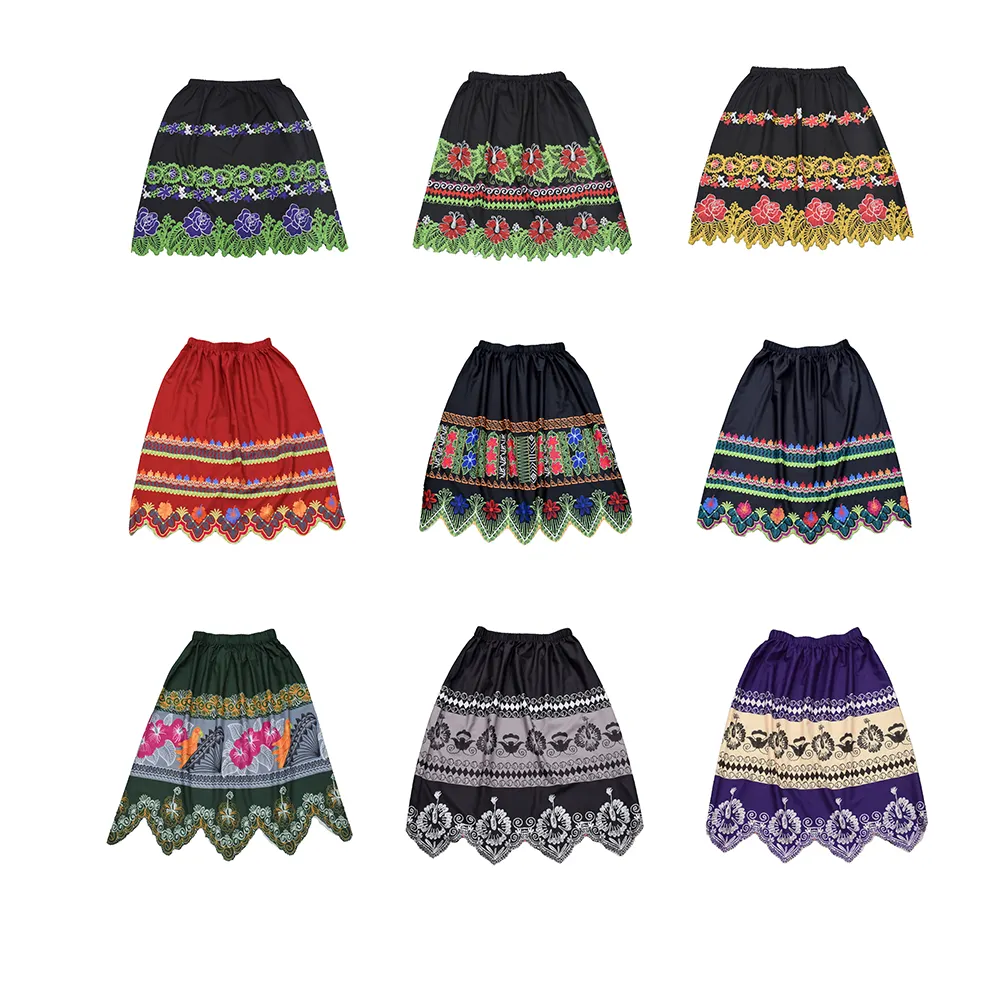 New Design Women Island Wear Skirts Custom Ladies Summer Midi Polyester Floral Print Hawaiian Beach Skirt For Girls