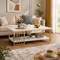 Table basse et meuble TV combinés en marbre et pierre pour salon, style moderne