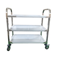 Chariot de service en acier inoxydable, 3 niveaux, utilitaire chariot de cuisine, train, restauration, chariot de service de restaurant, avec roulettes