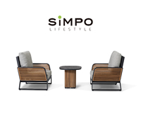 SIMPOLIFESTYLE Mobilier d'extérieur haut de gamme imperméable YACHT Chaise longue Jardin Terrasse Hôtel Resort Salle à manger Salon Aluminium Teck