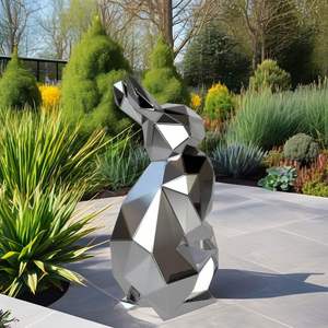 Outdoor-Gartendekoration Edelstahl-Hirschstatuen Hartemaille Handgeschnitzte Maßgefertigte Farbige Lebensgroße Skulpturen - Product Image 3