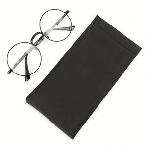 Vente en gros de boîtes de rangement pour lunettes portables 18*9cm, étui pour lunettes de soleil, pochette en cuir PU noir - Product Image 2