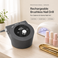 Kit de perceuse à ongles professionnelle rechargeable sans balais 45000 tr/min avec pédale et 6 embouts, conception personnalisée OEM