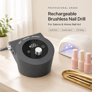 Kit de perceuse à ongles professionnelle rechargeable sans balais 45000 tr/min avec pédale et 6 embouts, conception personnalisée OEM - Product Image 1