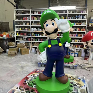 Personalizado al por mayor al aire libre de dibujos animados trabajador <span class=keywords><strong>Mario</strong></span> <span class=keywords><strong>Bro</strong></span> Luigi tamaño real de fibra de vidrio estatua de <span class=keywords><strong>Mario</strong></span> - Product Image 1
