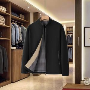 Chaqueta de Hombre con Cuello Alto y Bordado, Cortavientos, con Cremallera, Estilo Casual de Negocios para Primavera y Otoño, para Hombres de Mediana Edad y Mayores - Product Image 1
