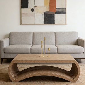 ML-CF06 Mesa de Centro de Madera Sólida Curva Moderna de Diseño Minimalista, Ecológica, con Almacenamiento, Color Personalizable, Muebles para Sala de Estar - Product Image 2