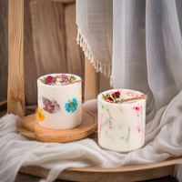 Lilin Pilar Bunga Kering Aromaterapi Mewah Romantis Berbahan Lilin Kedelai Suhu Rendah dengan Kelopak Bunga Kering, Hadiah Wisuda Ulang Tahun