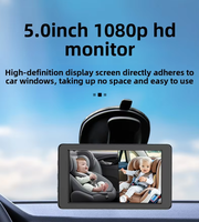 Monitor para Bebés con Cámara para Auto, 5.0 Pulgadas, Resolución Full HD 1080P, 120° °   Cámara HD para Bebés en el Asiento Trasero del Coche, Monitor para Bebés en Silla de Auto CM500