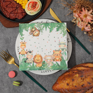 Zoo Printed Paper Napkins 330mmx330mm 2-Ply Disposable For Themed Party Use - Product Image 3