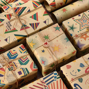 Ý Tưởng Cổ Điển Giấy Gói Hộp Quà Tặng Giấy Tờ Gói Trước Cắt Tùy Chỉnh In Ấn Sao Giấy Gói Cuộn - Product Image 6