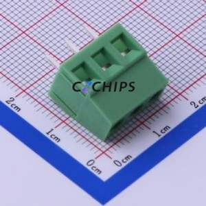 KF128-5.0-3P Screw Terminal Block Through hole Component (THT),P=5mm Connector 1x3P 5mm Green Through Hole - Product Image 1