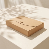 Boîte d'expédition en papier kraft à rabat incurvé, carton brun naturel, fermeture semi-circulaire à languette, rectangle plat, vente en gros, fabricant